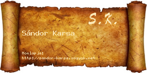 Sándor Karsa névjegykártya